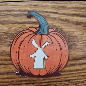 Dutch Bros Pumpkin Sticker with Windmill Design